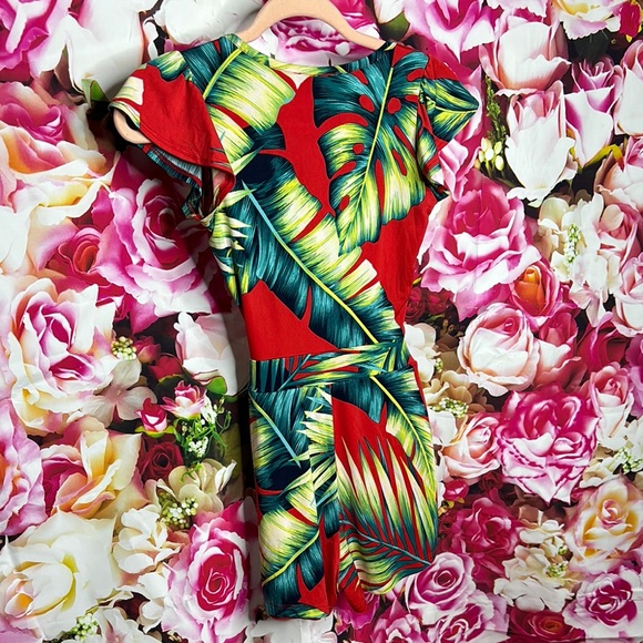 Fashion Nova Red Tropical Print Romper - Picture 5 of 5